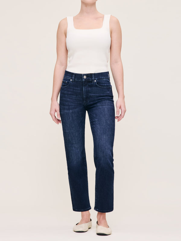 Dl1961 Halle Straight Petite High Rise Instasculpt™ 25.5" Jeans Mediterranean