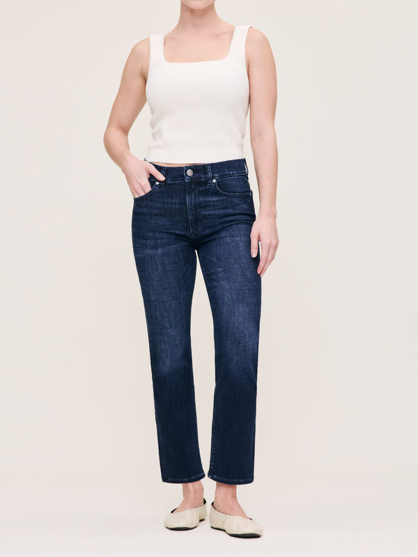 dl1961 Halle Straight Petite High Rise Instasculpt™ 25.5" Jeans Mediterranean