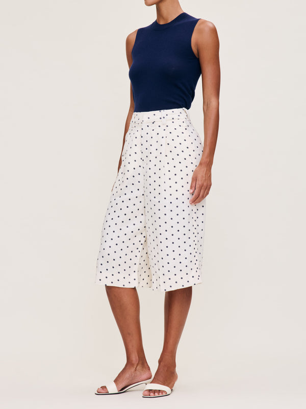 Dl1961 Hepburn Short High Rise Pleated 14.5" Polka Dots