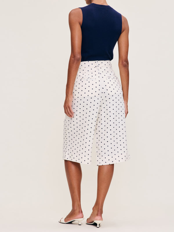 Dl1961 Hepburn Short High Rise Pleated 14.5" Polka Dots