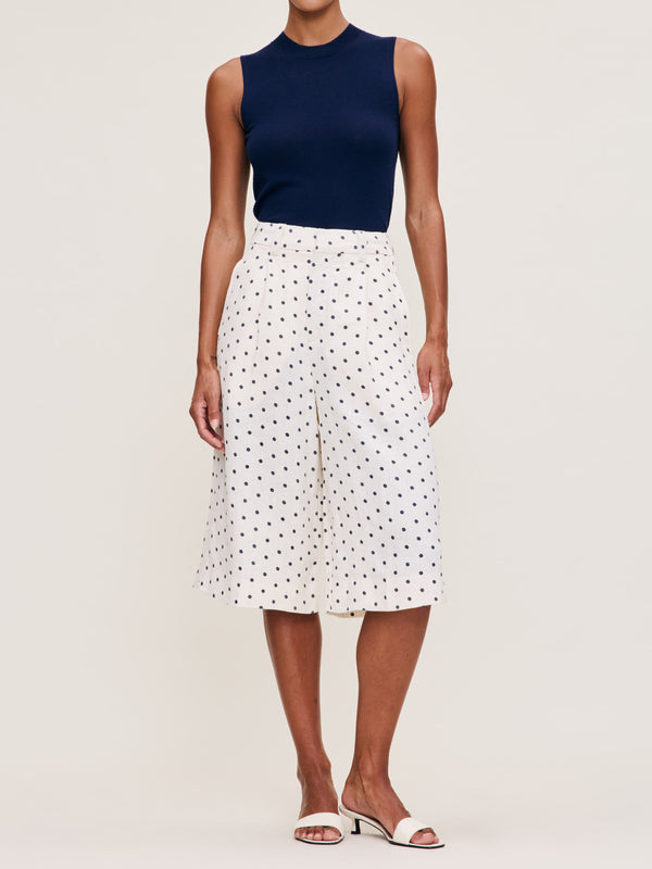 dl1961 Hepburn Short High Rise Pleated 14.5" Polka Dots