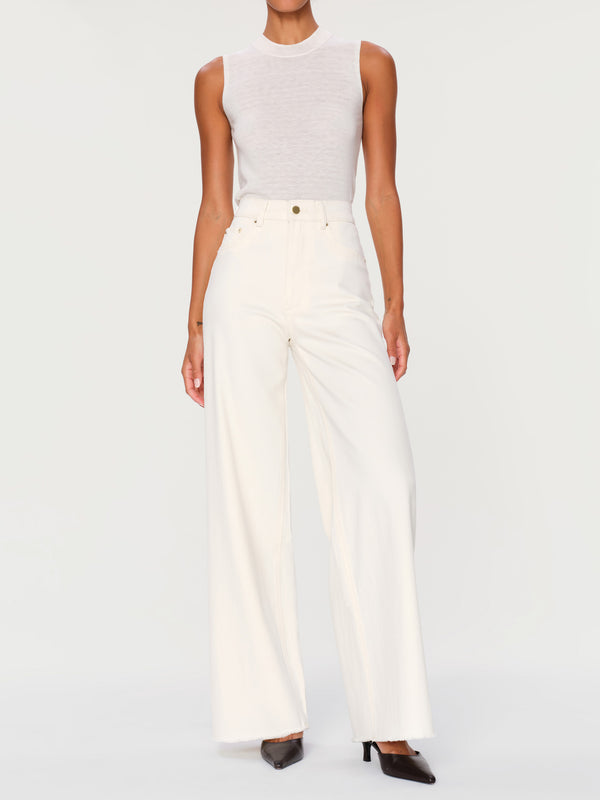 Dl1961 Hepburn Wide Leg High Rise 31" Jeans Eggshell
