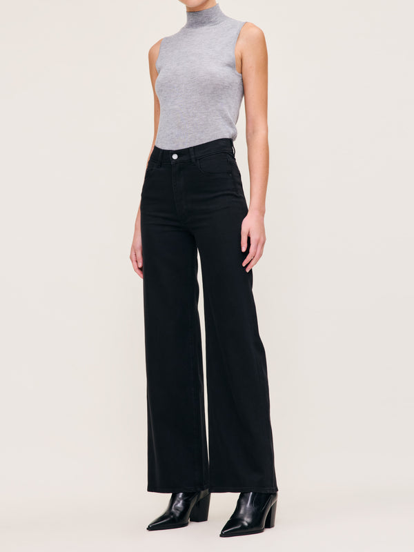 Dl1961 Hepburn Wide Leg High Rise 32" Jeans Jet Black