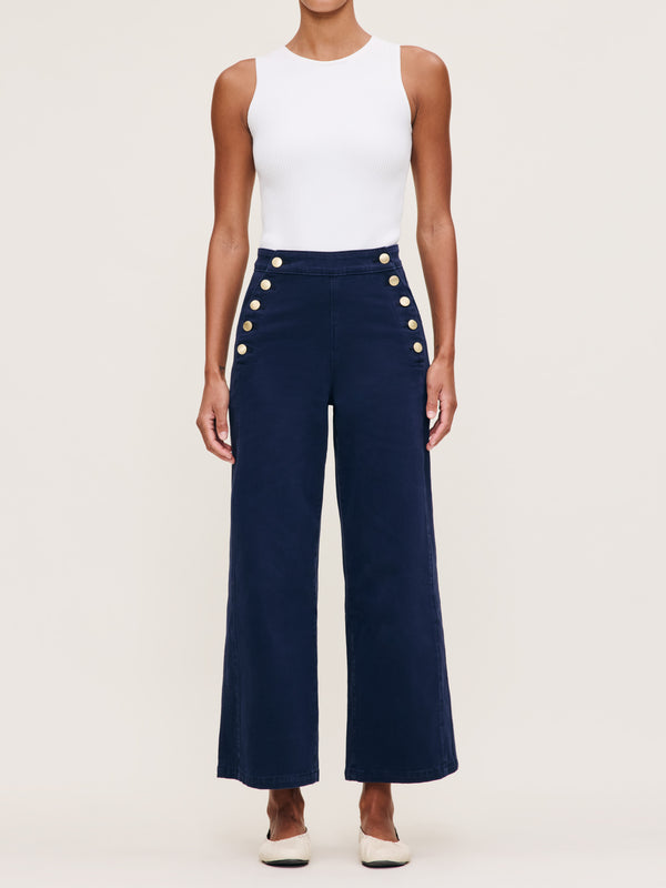Dl1961 Hepburn Wide Leg High Rise Ankle Bright Navy