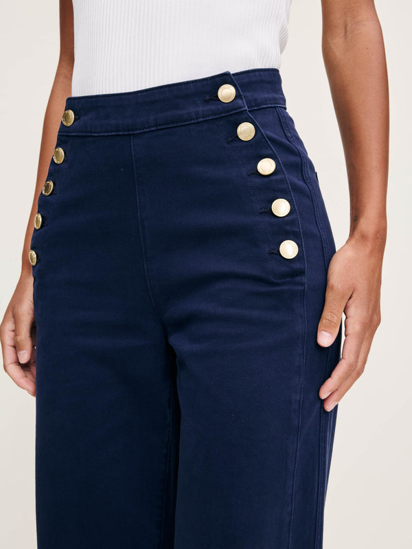 Dl1961 Hepburn Wide Leg High Rise Ankle Bright Navy
