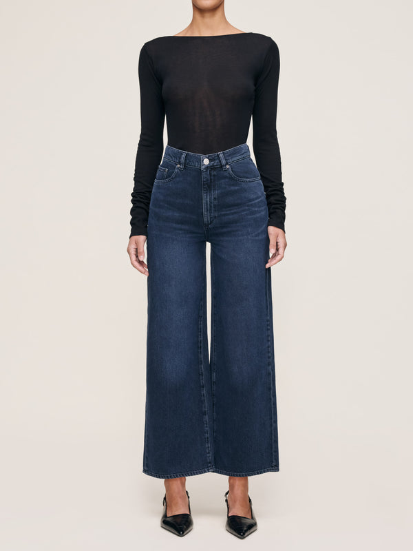 Dl1961 Hepburn Wide Leg High Rise Ankle Jeans Crater Lake