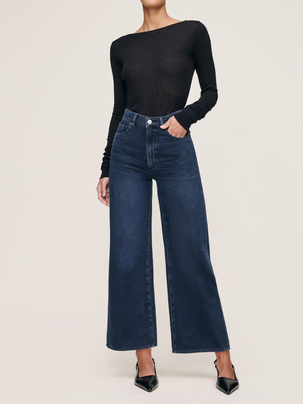dl1961 Hepburn Wide Leg High Rise Ankle Jeans Crater Lake