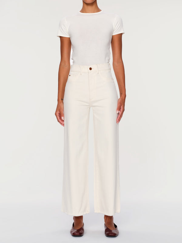 dl1961 Hepburn Wide Leg High Rise Ankle Jeans Eggshell