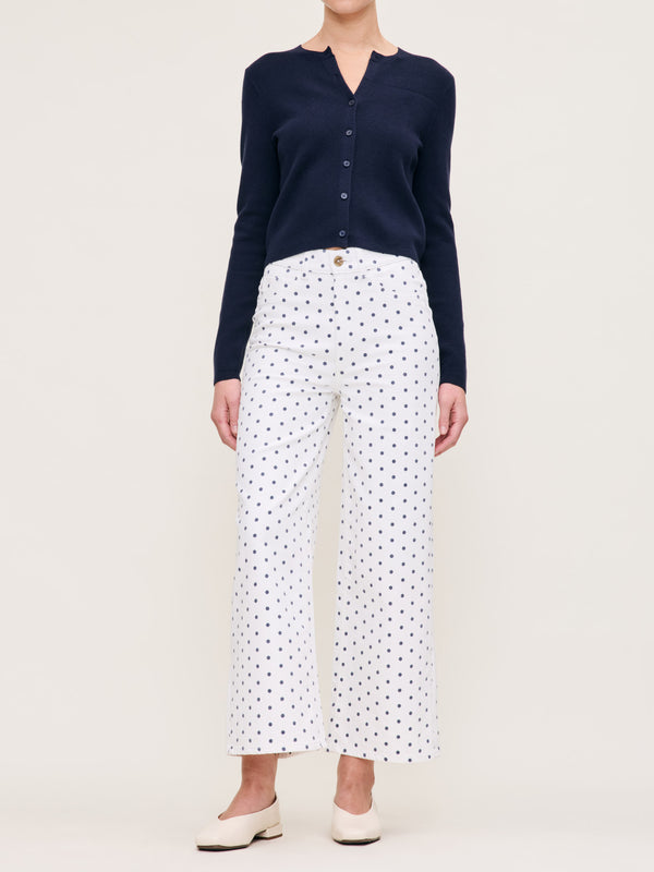 Dl1961 Hepburn Wide Leg High Rise Ankle Jeans Marine Dots