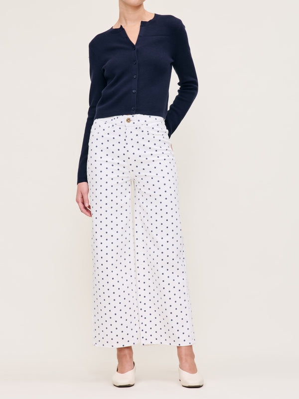 dl1961 Hepburn Wide Leg High Rise Ankle Jeans Marine Dots