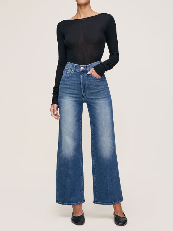 Dl1961 Hepburn Wide Leg High Rise Ankle Jeans Oceanside