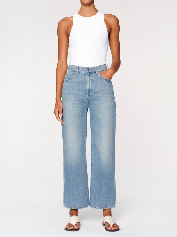 Dl1961 Hepburn Wide Leg High Rise Ankle Jeans River Bank