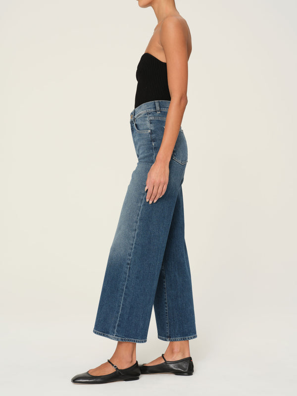 Dl1961 Hepburn Wide Leg High Rise Ankle Jeans Seagate