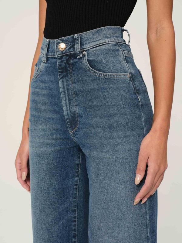 Dl1961 Hepburn Wide Leg High Rise Ankle Jeans Seagate