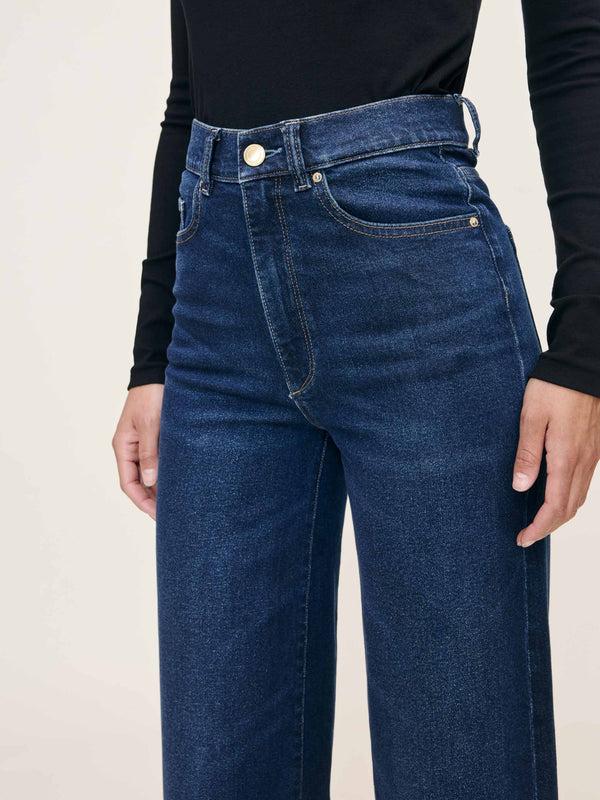 Dl1961 Hepburn Wide Leg High Rise Vintage 32" Jeans Mediterranean