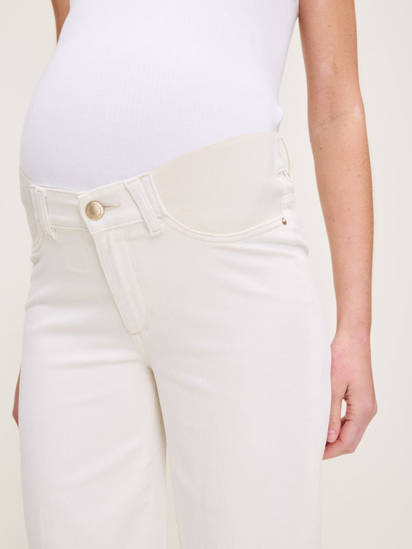 Dl1961 Hepburn Wide Leg Maternity Ankle Jeans Eggshell