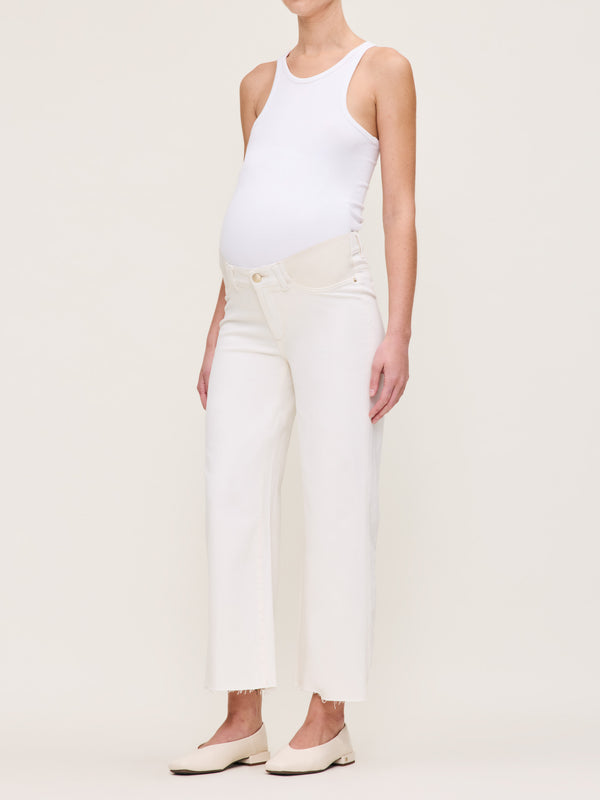 dl1961 Hepburn Wide Leg Maternity Ankle Jeans Eggshell