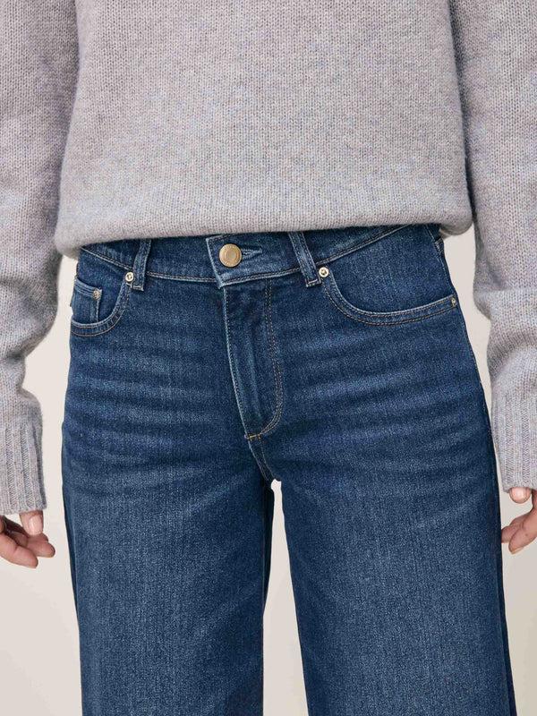 Dl1961 Hepburn Wide Leg Mid Rise 32" Jeans Boardwalk Cuffed
