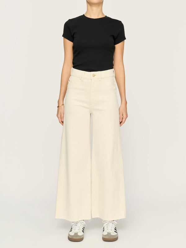 dl1961 Hepburn Wide Leg Petite High Rise Jeans Eggshell