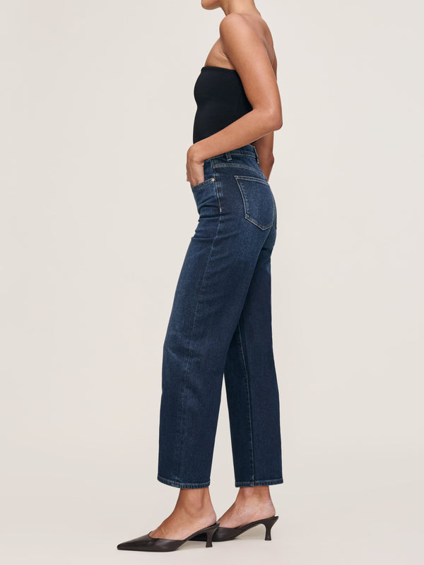Dl1961 Karmine Refined Wide Leg High Rise 28" Jeans Dark Sea