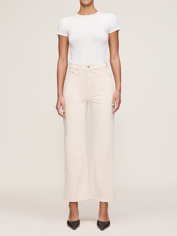 dl1961 Karmine Refined Wide Leg High Rise 28" Jeans Flax