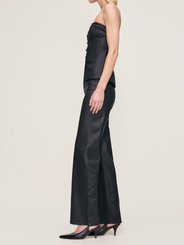 Dl1961 Karmine Refined Wide Leg High Rise 31" Jeans Black Coated