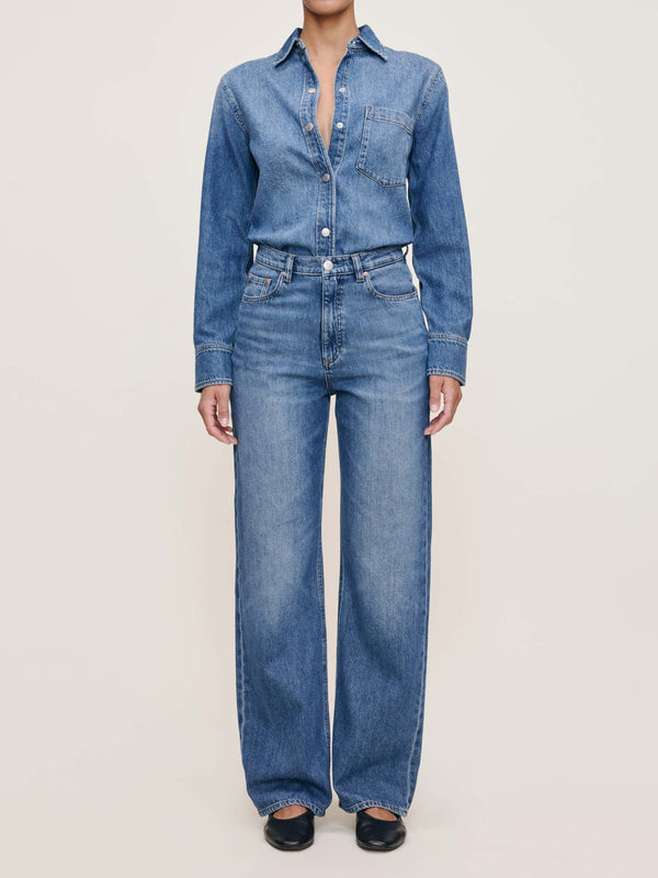 dl1961 Karmine Refined Wide Leg High Rise 31" Jeans Lapis