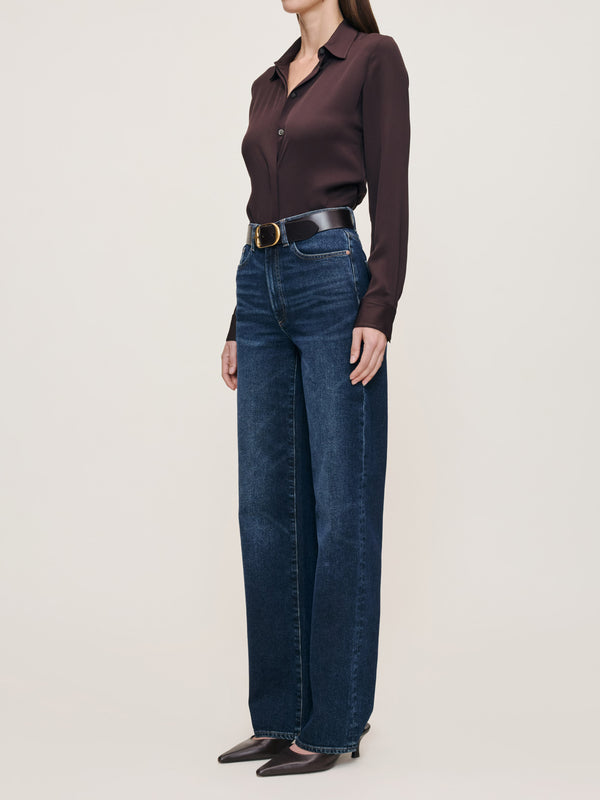 Dl1961 Karmine Refined Wide Leg High Rise 33" Jeans Dark Sea