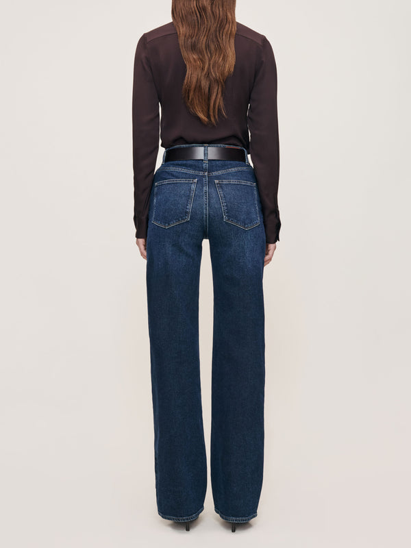 Dl1961 Karmine Refined Wide Leg High Rise 33" Jeans Dark Sea