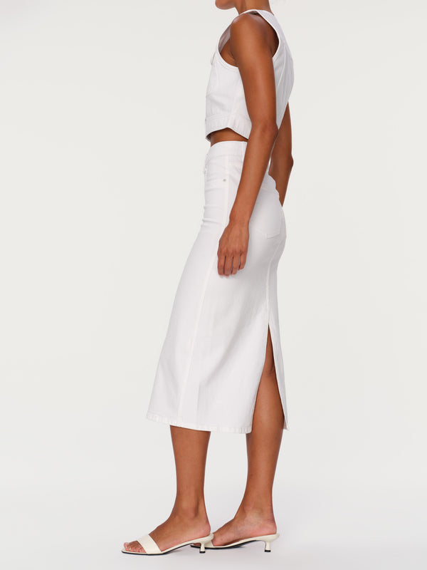 Dl1961 Lexie High Rise Denim Skirt Button Front White
