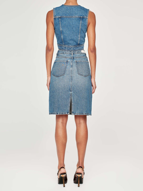 Dl1961 Lexie High Rise Denim Skirt Knee-Length Endless Sea