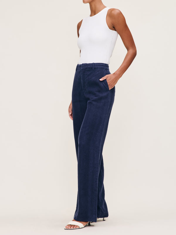 Dl1961 Mabel Straight High Rise Trouser 31.25" Bright Navy Linen