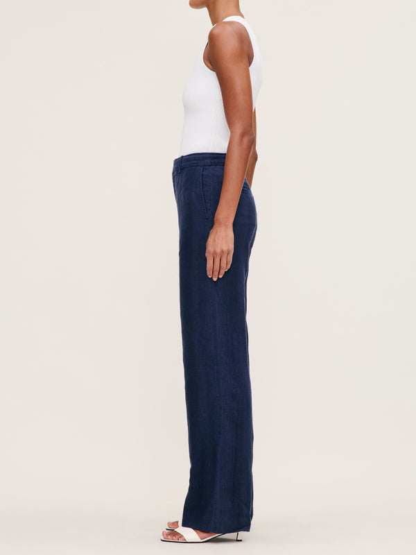 Dl1961 Mabel Straight High Rise Trouser 31.25" Bright Navy Linen