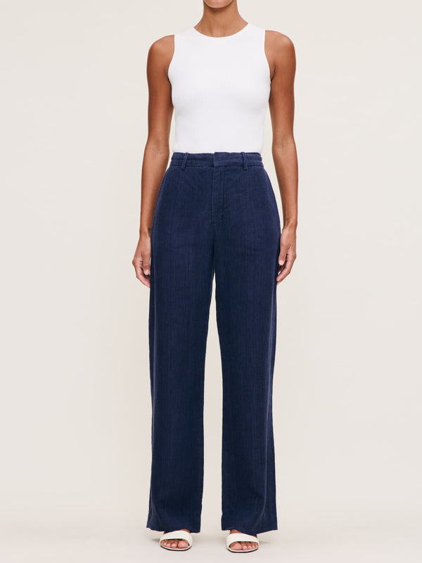 dl1961 Mabel Straight High Rise Trouser 31.25" Bright Navy Linen