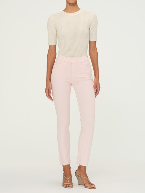 Dl1961 Mara Straight Mid Rise Instasculpt 27" Jeans Rosewater