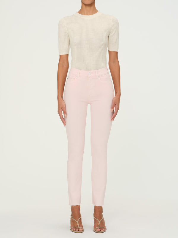 dl1961 Mara Straight Mid Rise Instasculpt 27" Jeans Rosewater