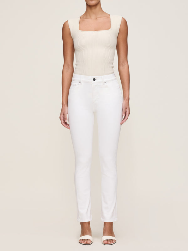 dl1961 Mara Straight Mid Rise Instasculpt 27" Jeans White