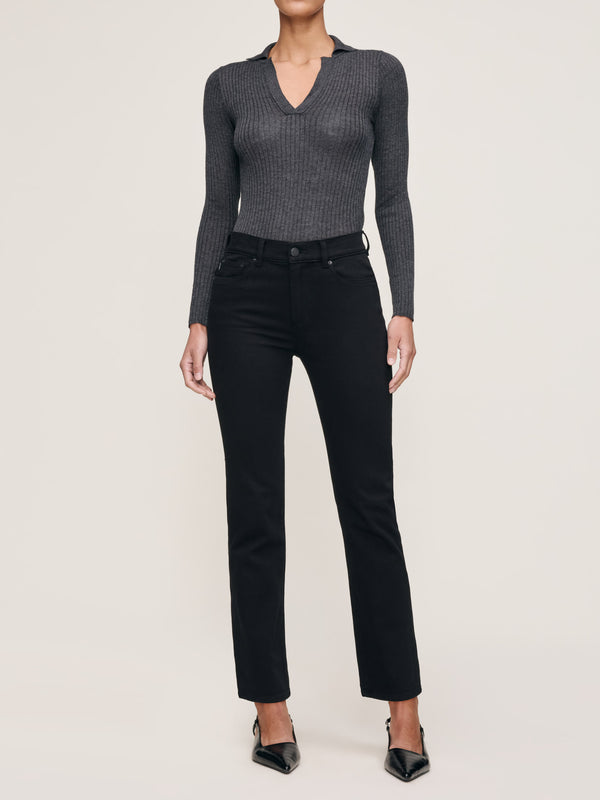 dl1961 Mara Straight Mid Rise Instasculpt Ankle Jeans Black