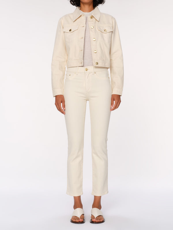 dl1961 Mara Straight Mid Rise Instasculpt Ankle Jeans Ecru