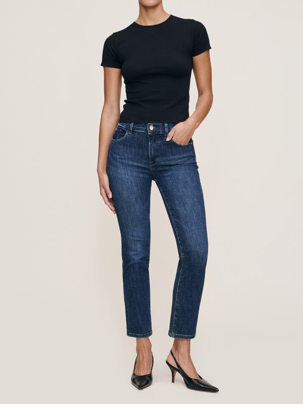 dl1961 Mara Straight Mid Rise Instasculpt Ankle Jeans India Ink