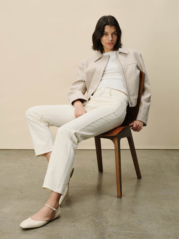 Dl1961 Patti Straight High Rise 29" Jeans Ecru Paneled