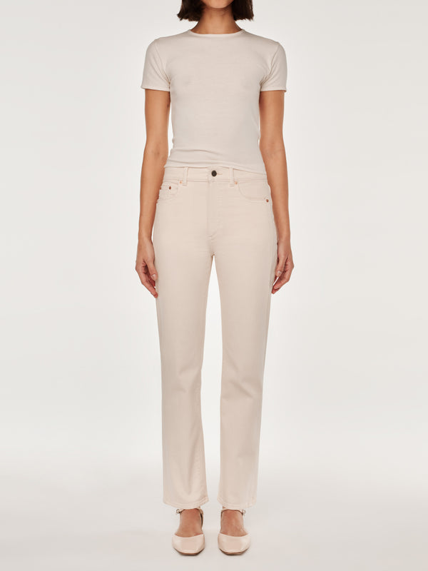 dl1961 Patti Straight High Rise 29" Jeans Ecru Paneled