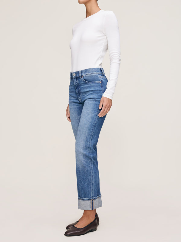 Dl1961 Patti Straight High Rise Ankle Jeans Opal Beach Cuffed
