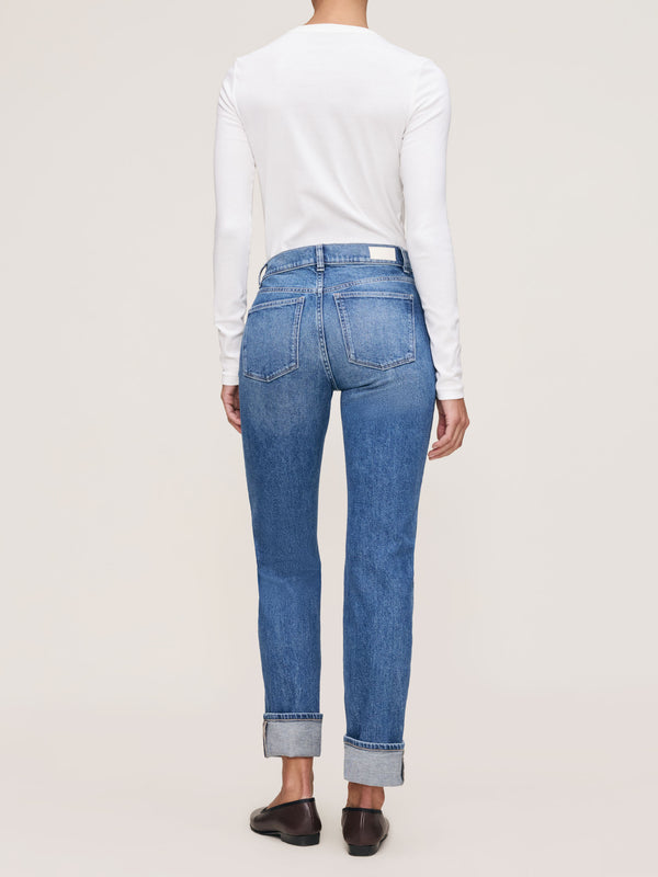 Dl1961 Patti Straight High Rise Ankle Jeans Opal Beach Cuffed