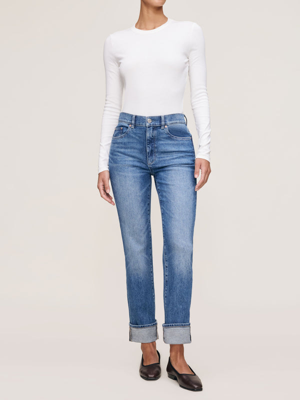 dl1961 Patti Straight High Rise Ankle Jeans Opal Beach Cuffed