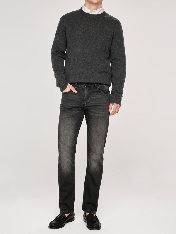 dl1961 Russell Slim Straight Jeans Washed Black Knit