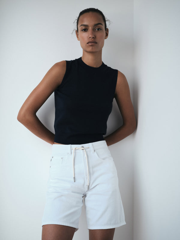 dl1961 Taylor Drawstring Short Ultra Rise 7" White Drawcord