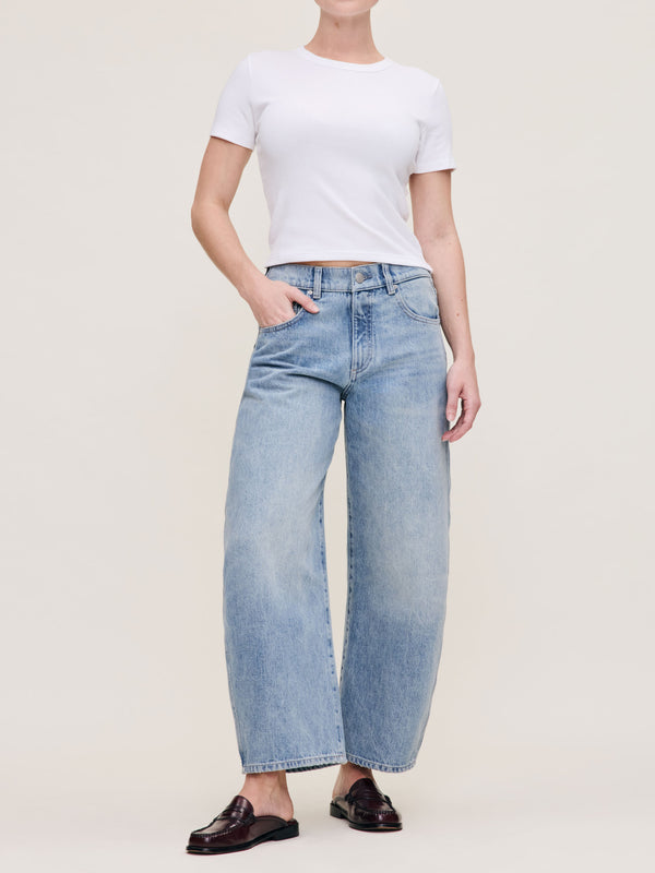 dl1961 Taylor Relaxed Barrel Petite Ultra High RIse 25" Jeans Daydream