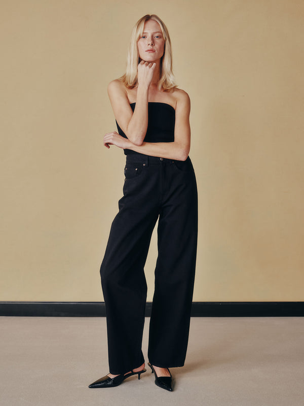 dl1961 Taylor Relaxed Barrel Ultra High Rise 31" Jeans Black