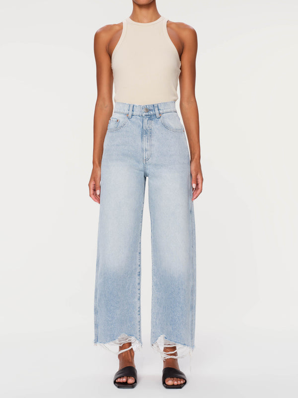 dl1961 Taylor Relaxed Barrell Ultra High RIse 27" Jeans Crystal Lake Distressed